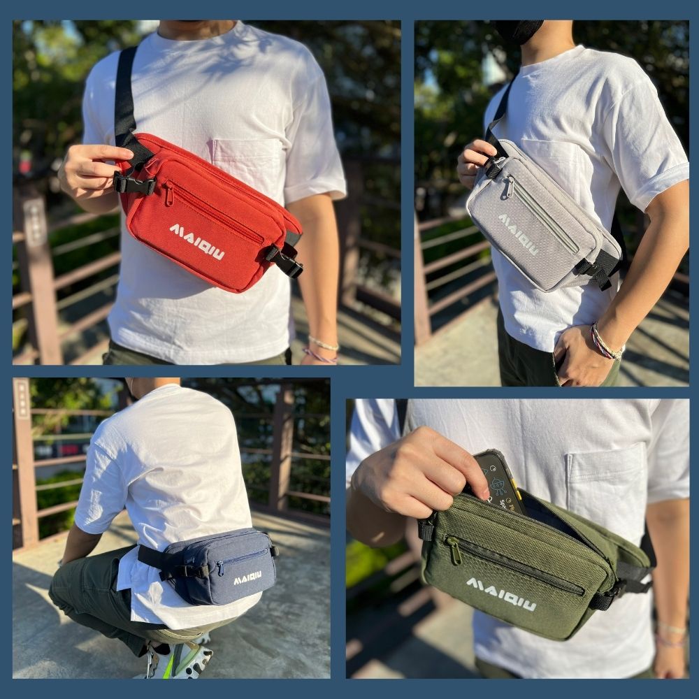 【MQ】潮流胸包-軍綠色 腰包 斜跨包 兩用包 斜肩包 霹靂包 外送員 潮流 輕便 情人節 禮物, , large
