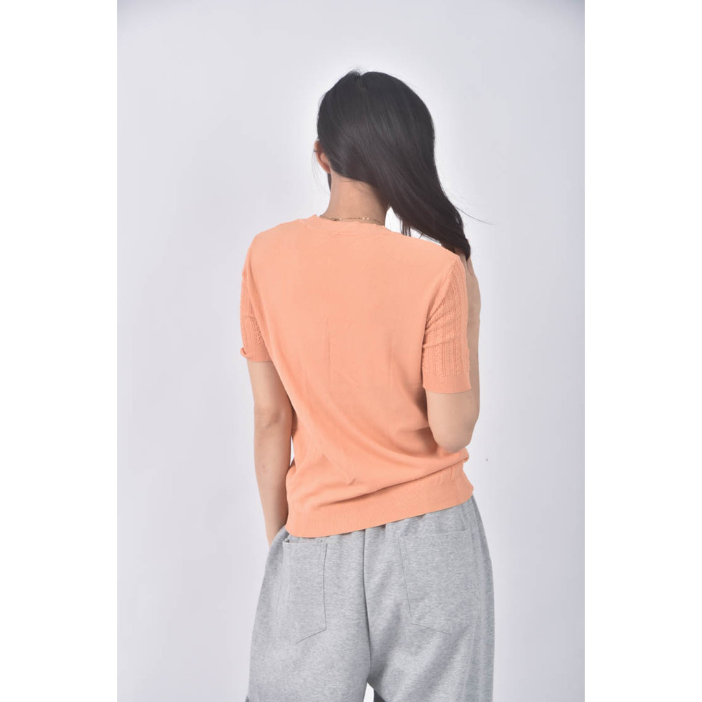 (S) 圓領橘色短袖上衣二手衣, , large