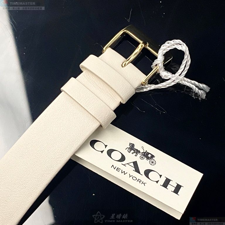 [星晴錶業]COACH手錶,36mm,CH00128黑色錶面金色錶殼白真皮皮革錶帶款, , large