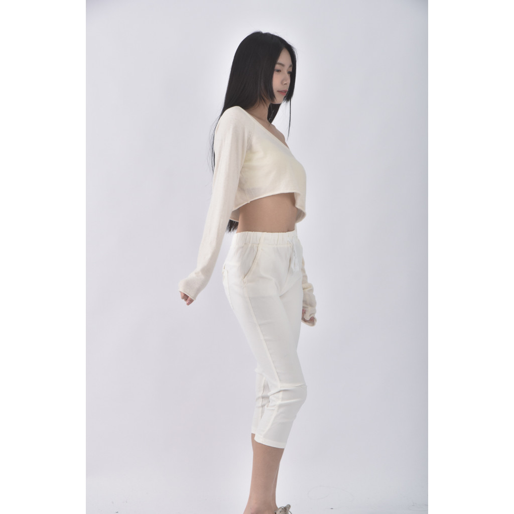 (M) heha高腰簡約白色長褲二手衣, , large