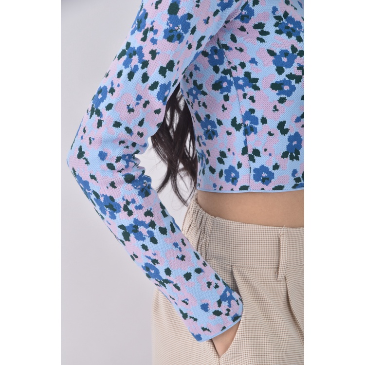 (S) zara修身短版質感藍色長袖上衣二手衣, , large