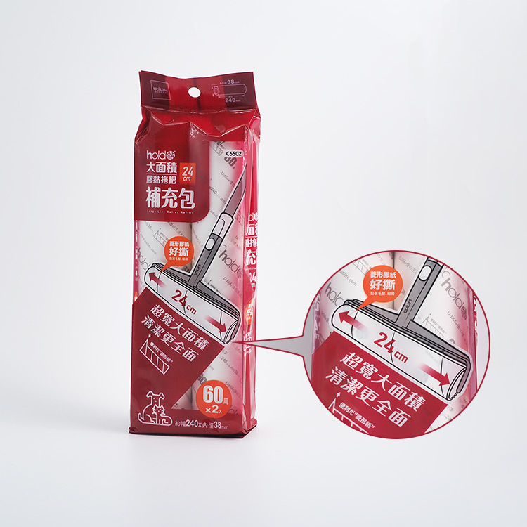 hold黏大面積膠黏拖把-24cm-60周X1支+膠黏補充60周-2入x3包, , large