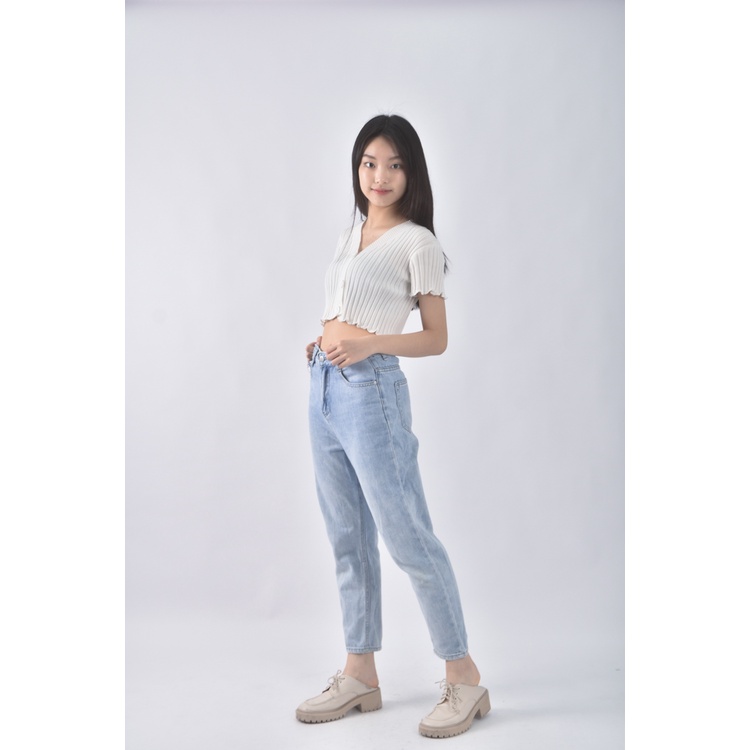 (S) gracetina hoo高腰丹寧牛仔修身藍色長褲二手衣, , large