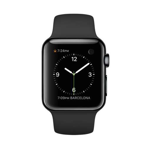 Apple Watch MLCK2TA/A 智慧型手錶，38公釐 太空灰不鏽鋼錶殼搭配黑色運動型錶帶_ 原廠公司貨, , large