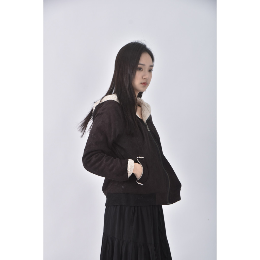 (S) 連帽內刷毛棕色外套二手衣, , large