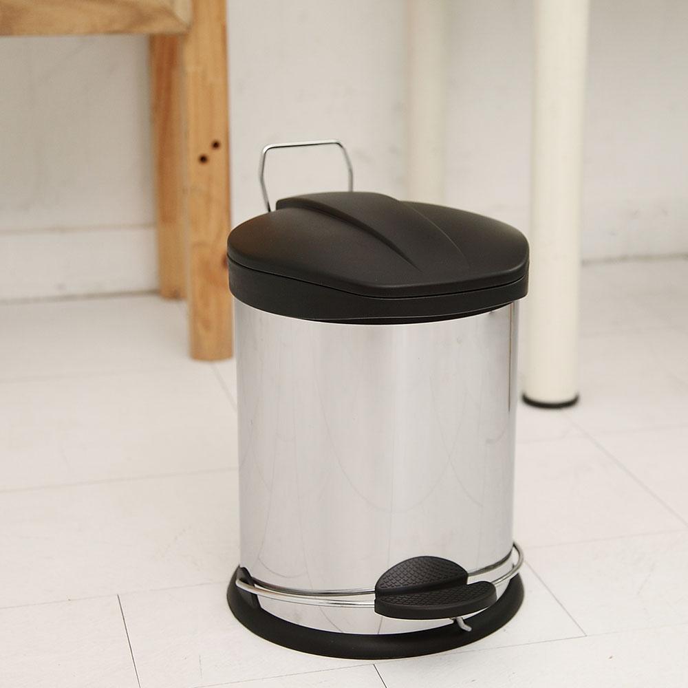 【H&R安室家】不鏽鋼腳踏垃圾桶-5L(台灣製造) PB03C, , large
