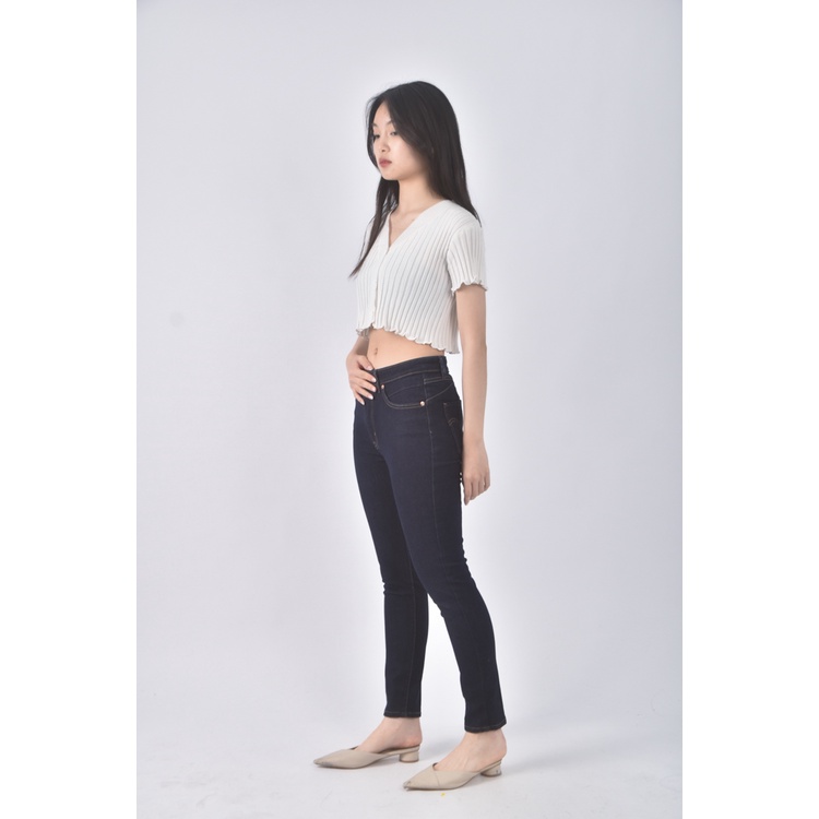 (L) revel shaping high rise skinny丹寧牛仔質感棉質藍色長褲二手衣, , large