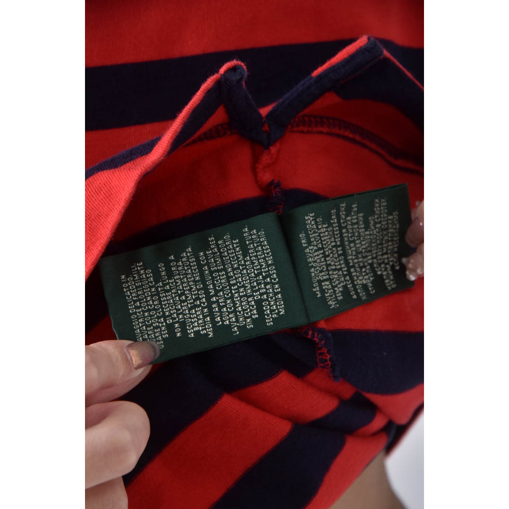 (L) ralph lauren條紋肩扣紅色短袖上衣二手衣, , large
