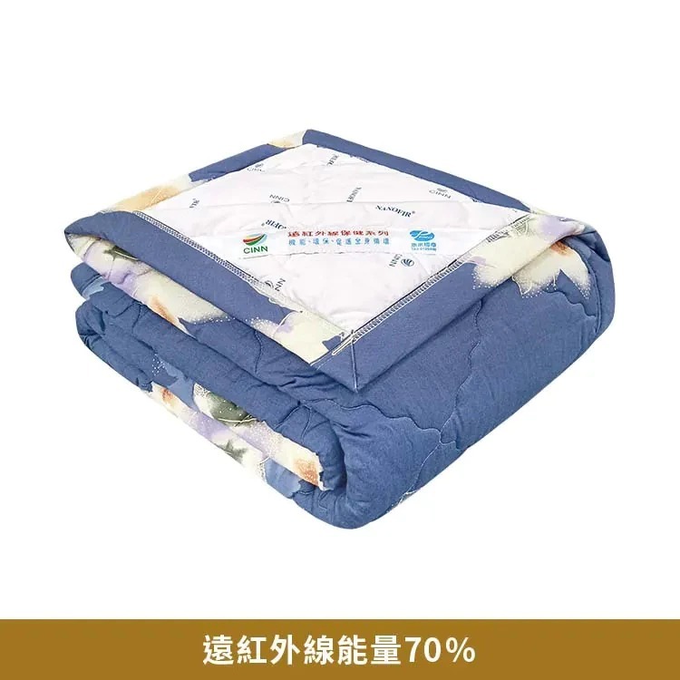 【卓瑩】奈米遠紅外線 深藍花卉涼被｜夏季款 3.5x5呎, , large