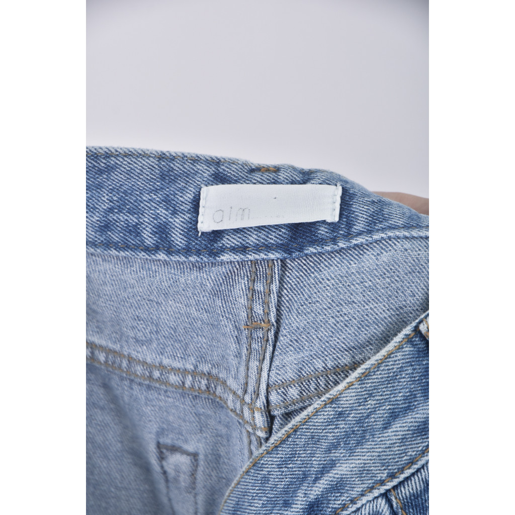 (M) aim高腰丹寧牛仔質感棉質藍色長褲二手衣, , large