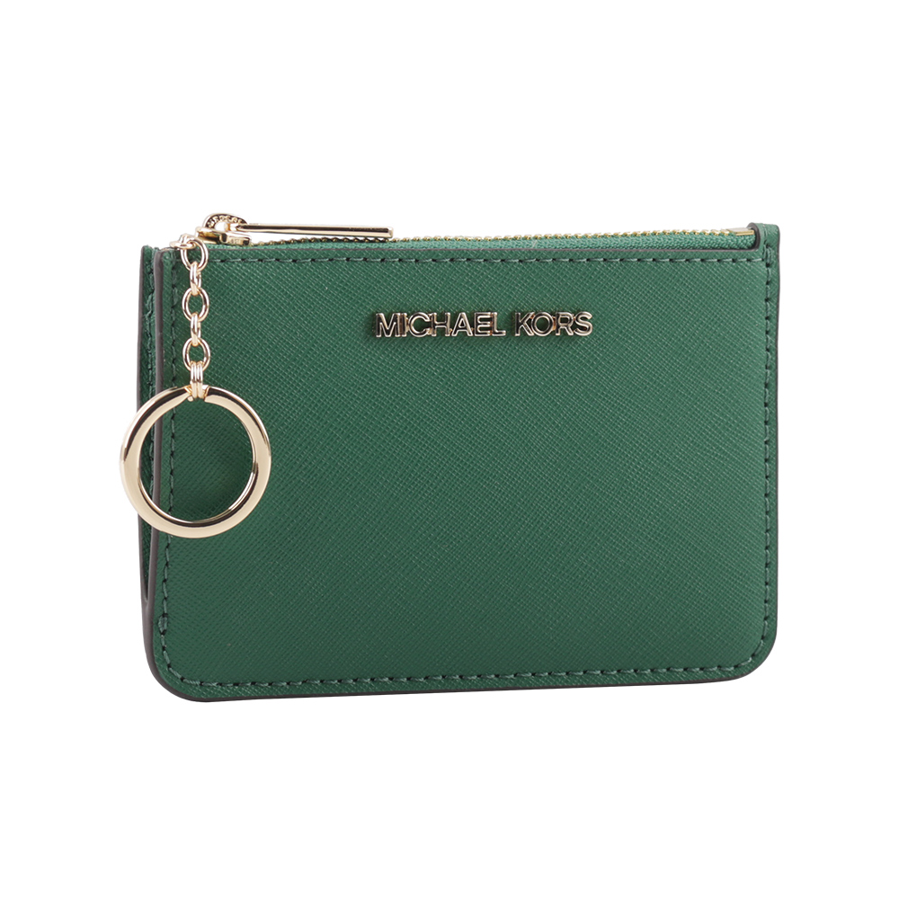 Michael Kors 素面皮革零錢包/卡夾/鑰匙包/寶石綠, , large