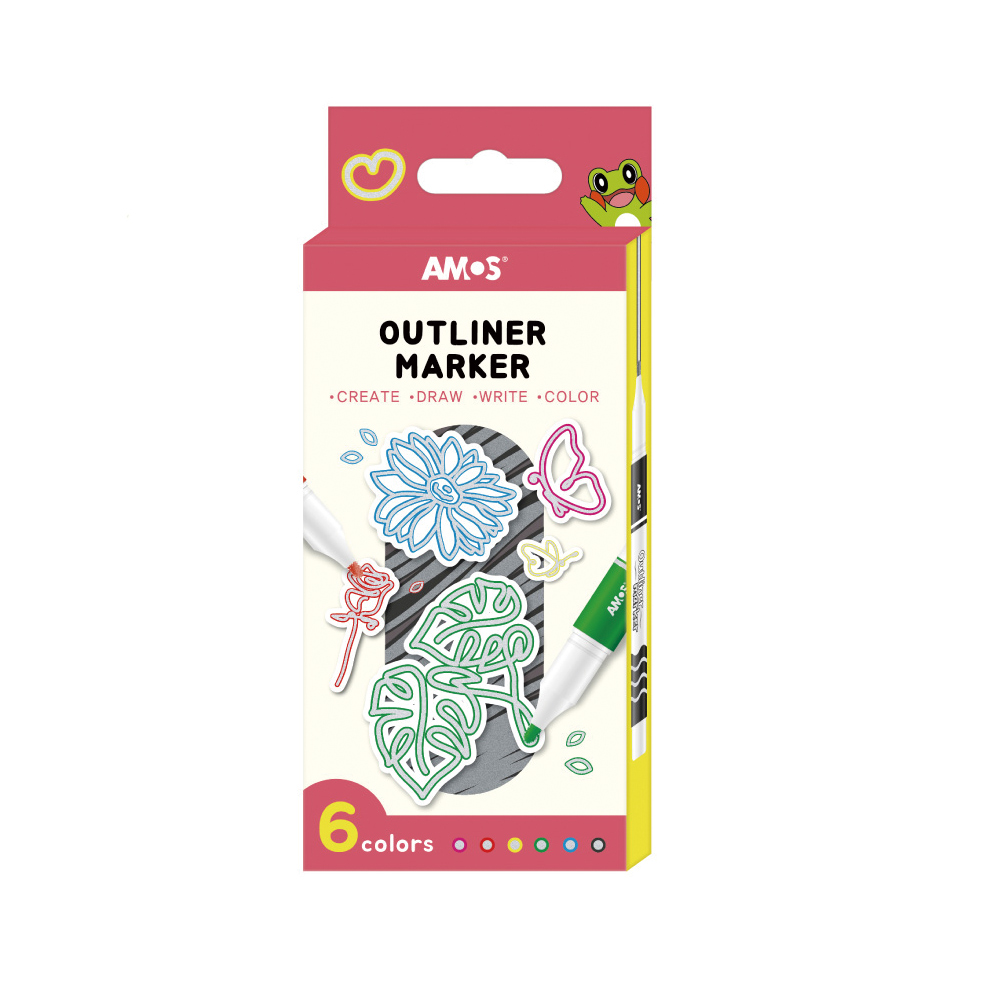 【韓國AMOS】6色驚奇輪廓彩色筆, , large