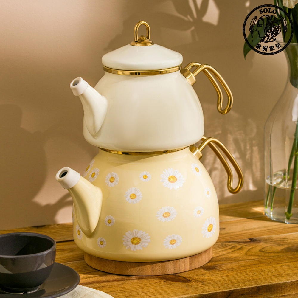 【SOLO Vintage】LCW Home 鄉村雛菊 Enamel Kettle Sub Teapot Set Made in Turkey 1.1L + 2.3L