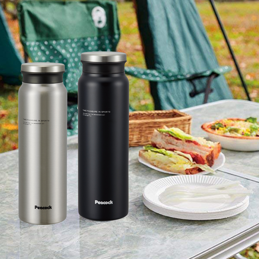 【日本孔雀Peacock】商務休閒不鏽鋼保冷保溫杯800ML(防燙杯口設計)-原鋼色, , large