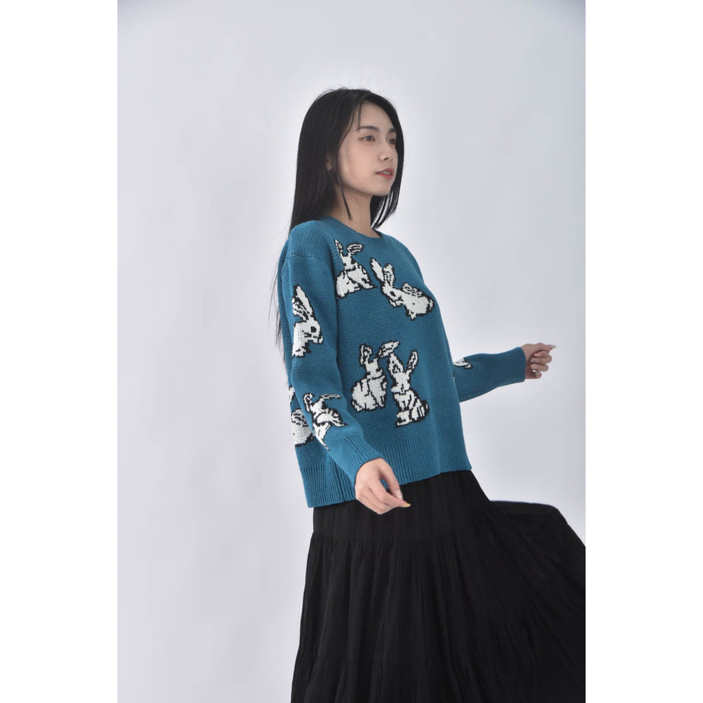 (L) xbz刺繡藍色毛衣二手衣, , large