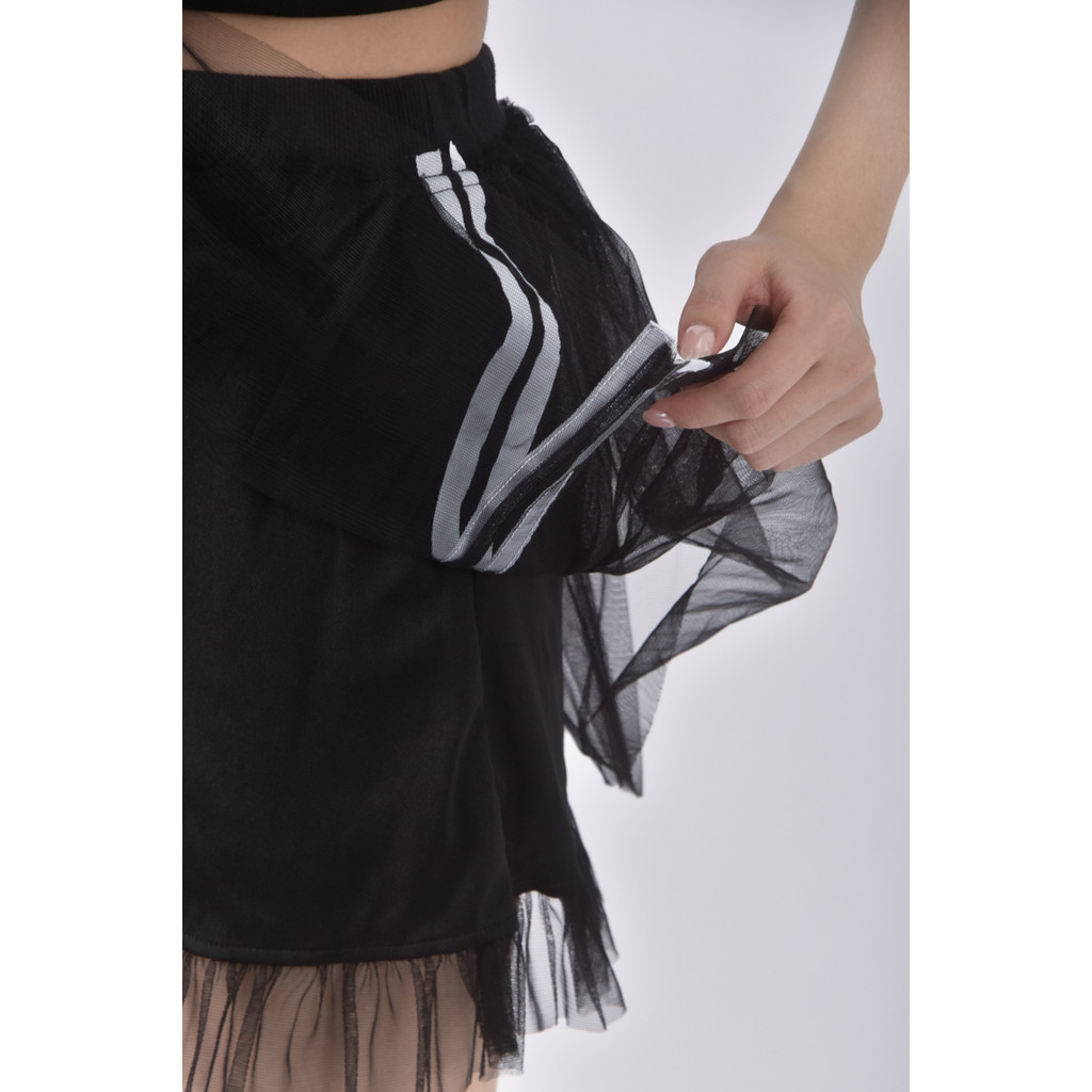 (S) rockcoco質感棉質紡紗黑色短裙二手衣, , large