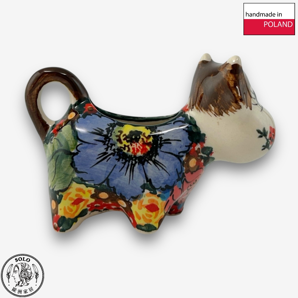 【SOLO Vintage】Cerraf Polish Pottery 60ml Cow Milk Jug Where Flowers Bloom Deeply Series Made in Poland, , large