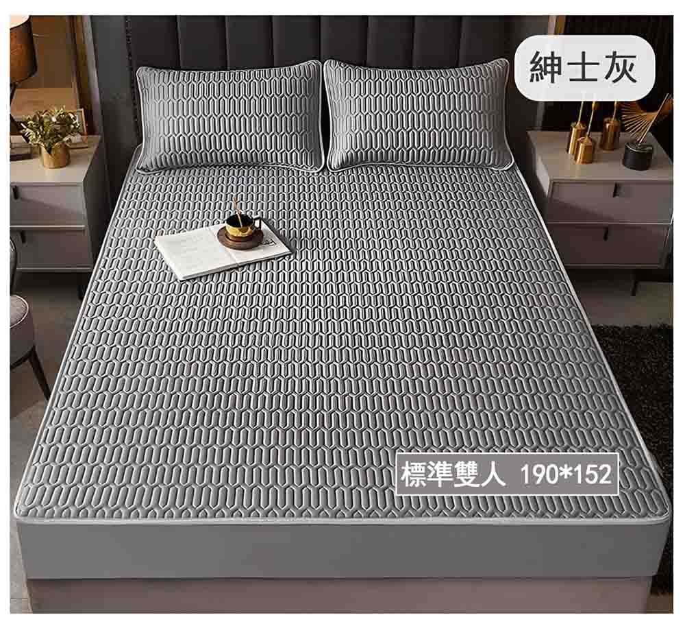 HABABY環安家居【禮盒组】床包式乳膠涼蓆 標準雙人 紳士灰, , large