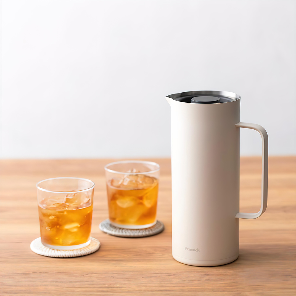 【日本孔雀Peacock】Living Pot 時尚保溫壺 不鏽鋼水壺 桌上壺 1.0L-亮紅色, , large