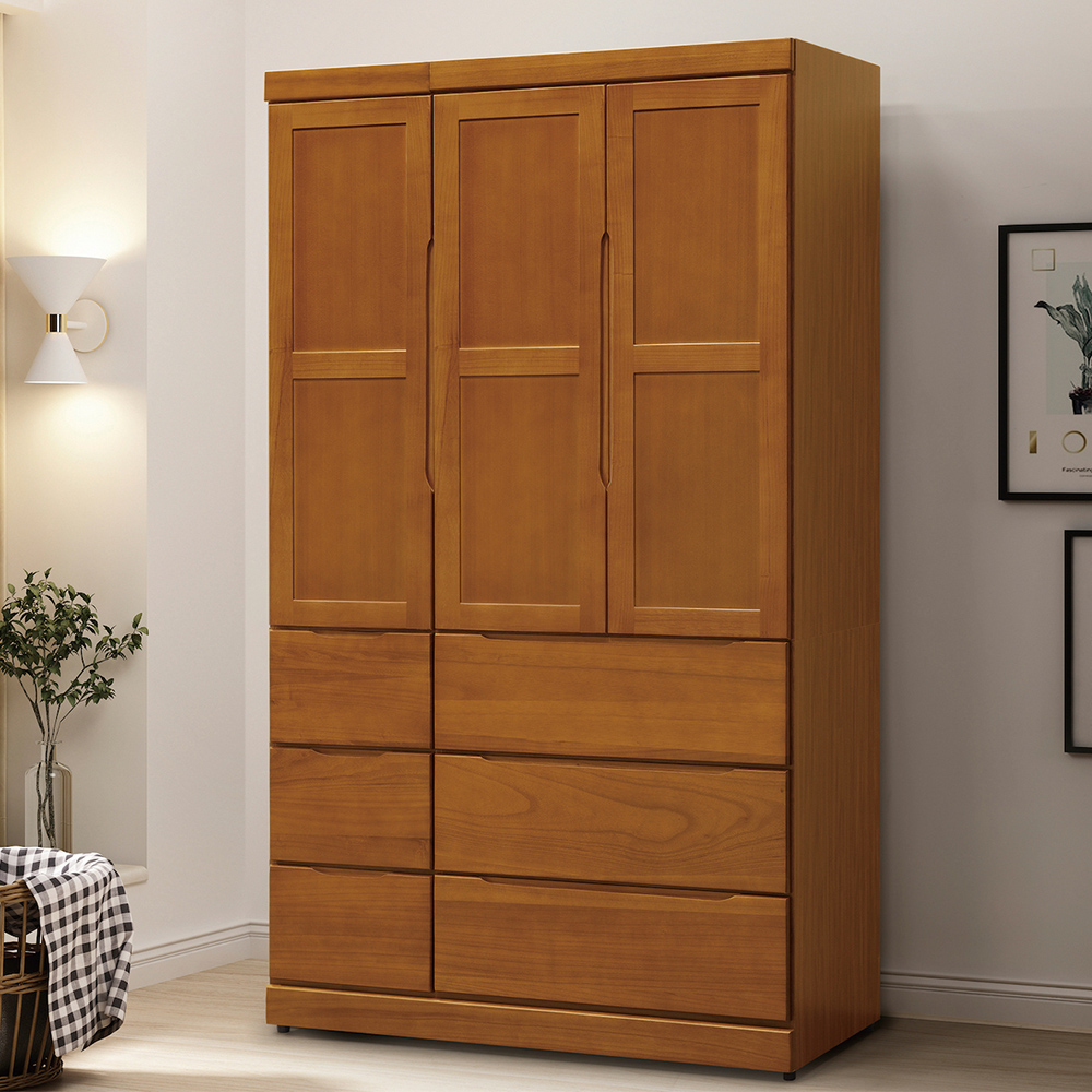 【唯熙傢俱】錢錢樟木色4x7尺衣櫃, , large