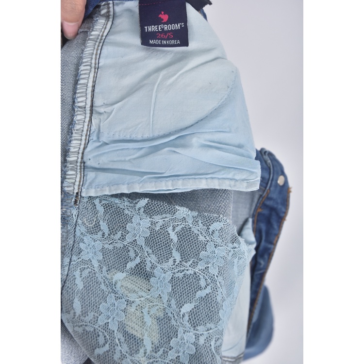 (S) 3room s丹寧牛仔質感藍色長褲二手衣, , large