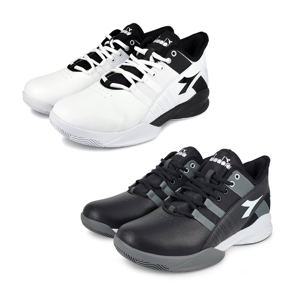 DIADORA迪亞多那 寬楦籃球男鞋 男運動鞋 寬腳板 耐用 保護後跟 輕量 彈力 吸震 減壓 緩震 耐磨 防滑 白 黑