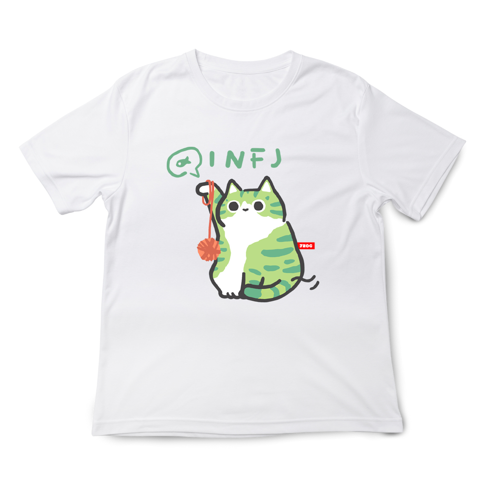 JZ TEE MBTI貓咪 INFJ-提倡者 印花短袖, , large