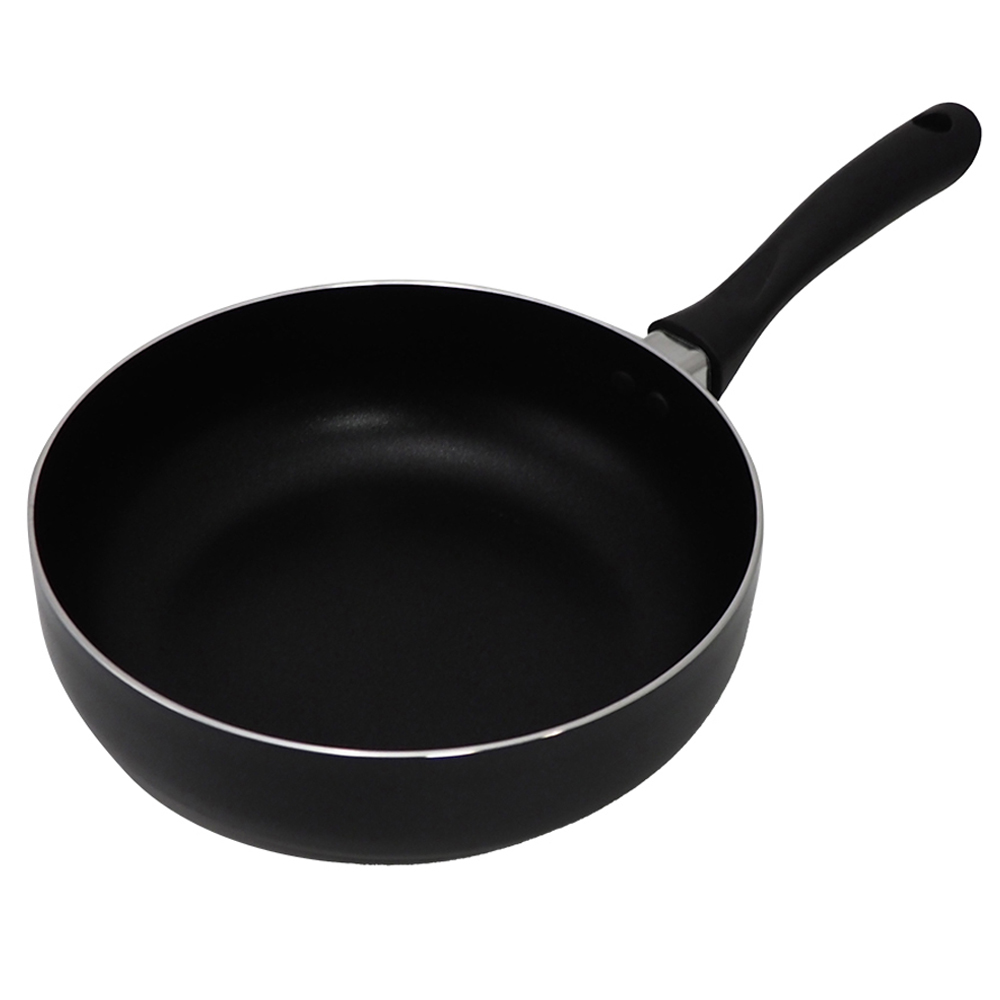 米雅可黑晶導磁深型不沾平底鍋-24cm-2支, , large