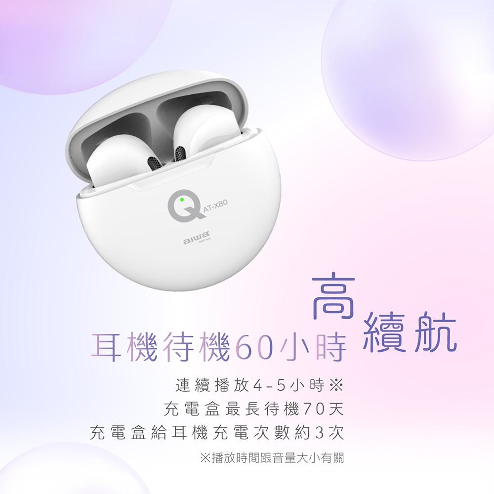 AIWA 愛華 輕巧型真無線藍芽耳機 AT-X80Q, , large