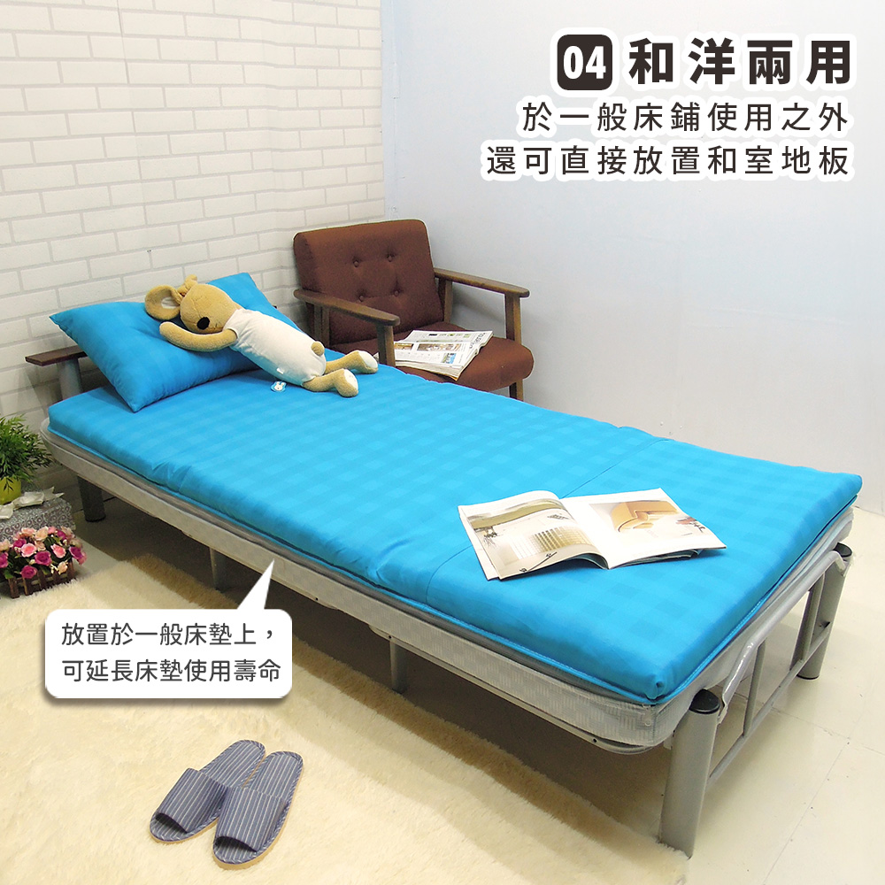 [台客嚴選] 經典格紋竹面單人透氣床墊-橘色 台灣製 學生床墊 單人床墊, 橘, large