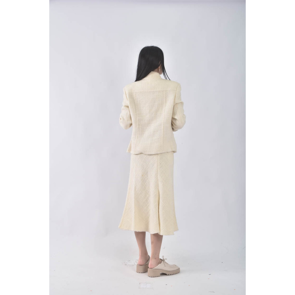 (XL) tonger小香風排扣白色套裝二手衣, , large