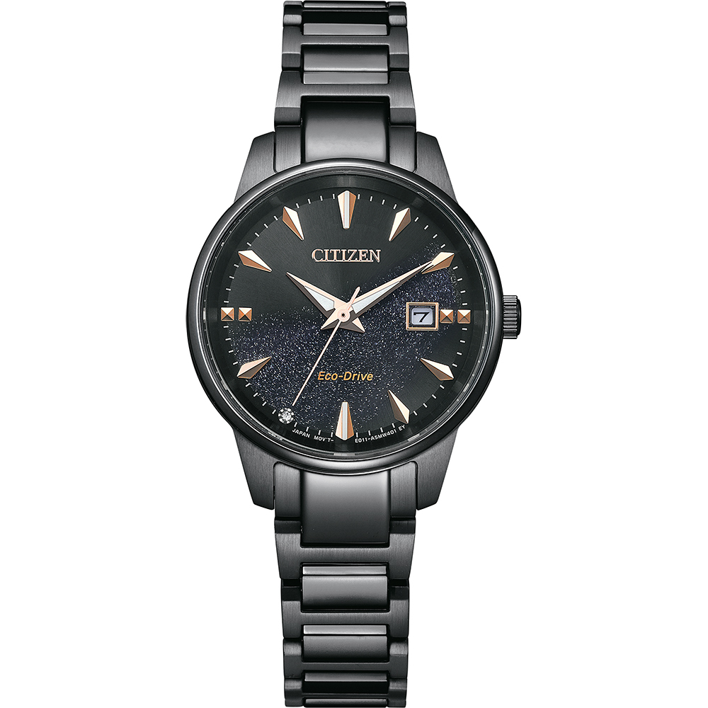 CITIZEN 星辰 光動能簡約女錶-銀河黑 EW2595-81E, , large