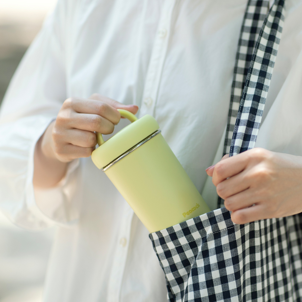 【日本孔雀Peacock】316不鏽鋼 手提式City城市 咖啡杯 保冷保溫杯300ML(上蓋可拆洗)-黃, , large