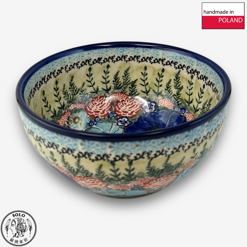 【SOLO Vintage】Cerraf Polish Pottery 16cm Bowl Song of Wildflowers Series Made in Poland, , large