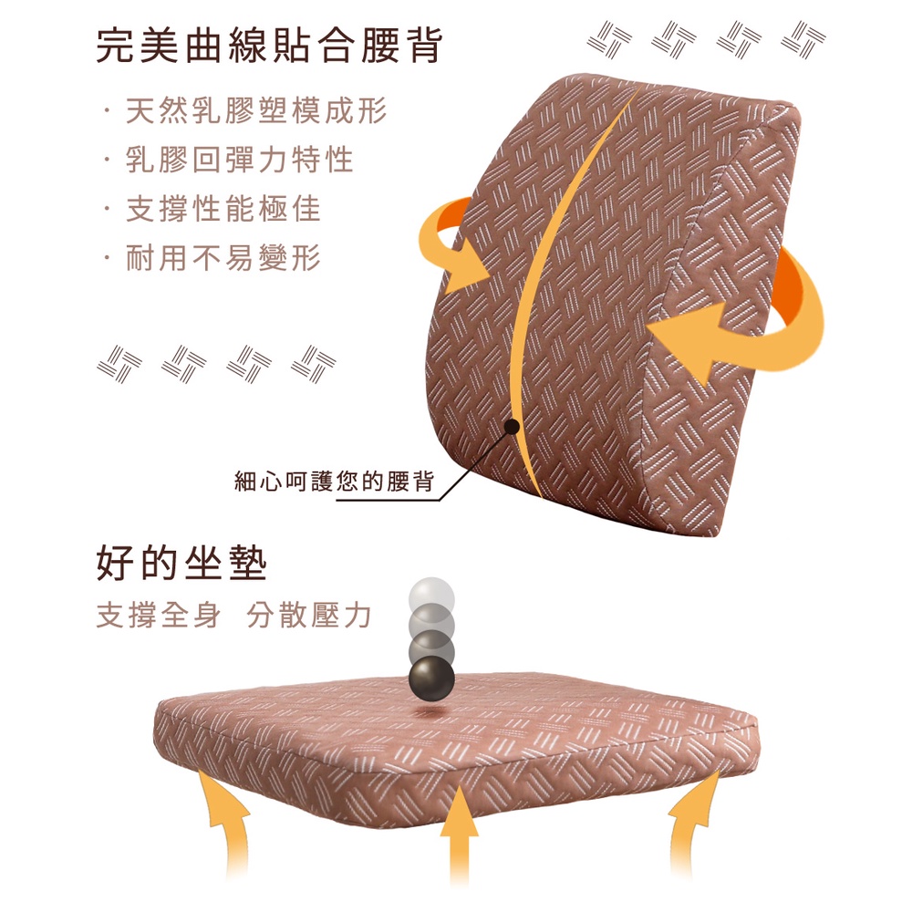 【格藍傢飾】諾菈舒適乳膠坐墊+全方位腰墊 座墊 辦公室開學, , large