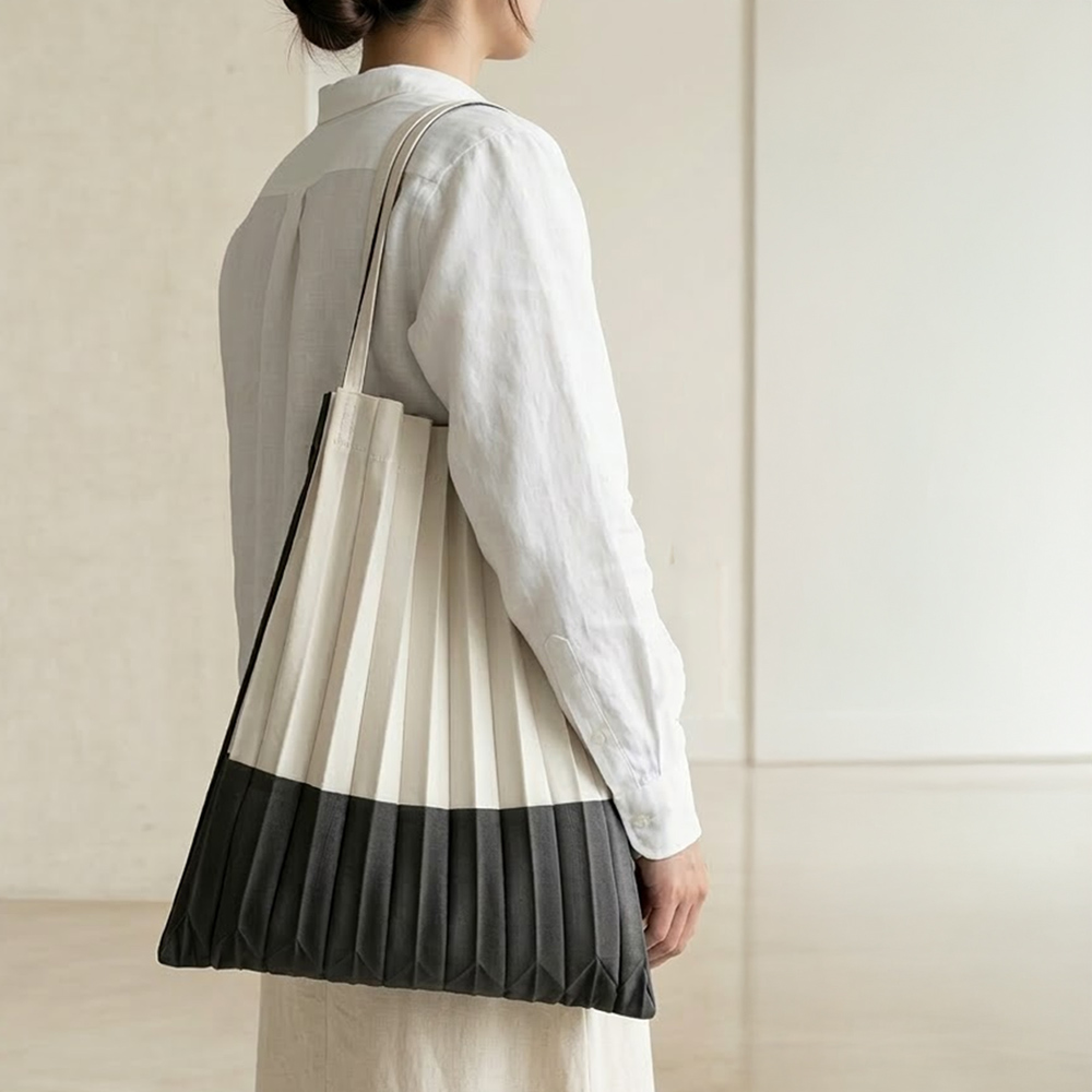 【上手家居】拼接色樹幹包(帆布包/復古包/肩背包)-黑拼白, , large