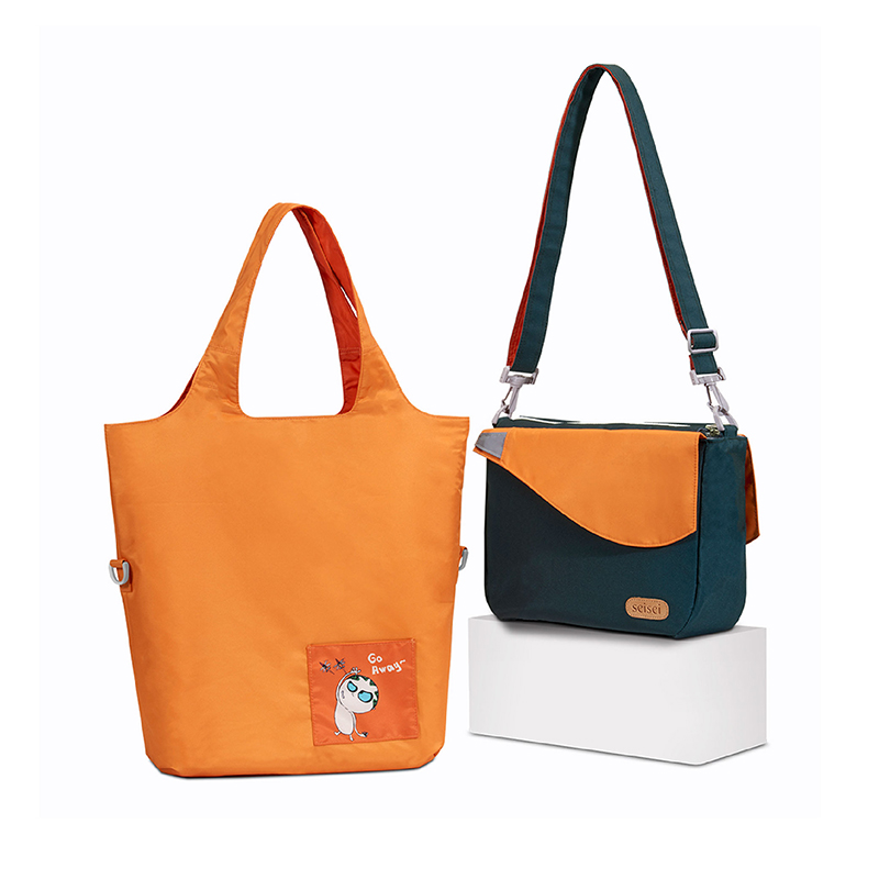 Eco-friendly Crossbody bag & tote bag Two-in-one, Reversible yoyo bag (Tangerine), , large