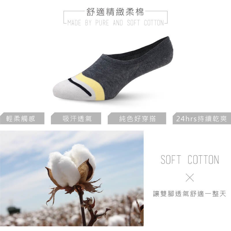 【現貨】MIT台灣製貝柔 義式對目止滑隱形襪套-拼接 HP5552, , large