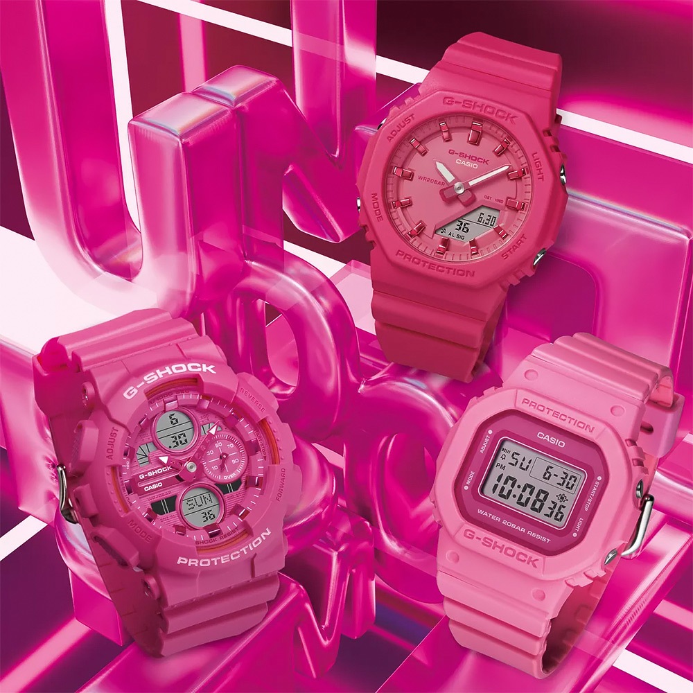 CASIO 卡西歐 G-SHOCK 單色時尚 霧面方形女錶 電子錶-粉紅 GMD-S5610PP-4, , large
