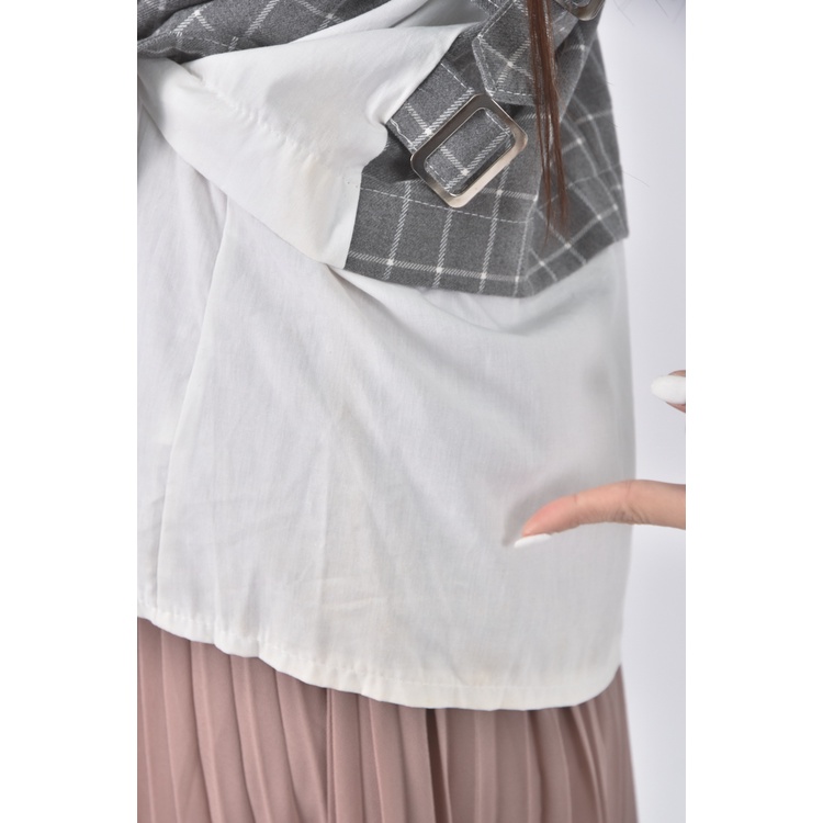 (S) tokoyo fashion質感格紋灰色短袖上衣二手衣, , large