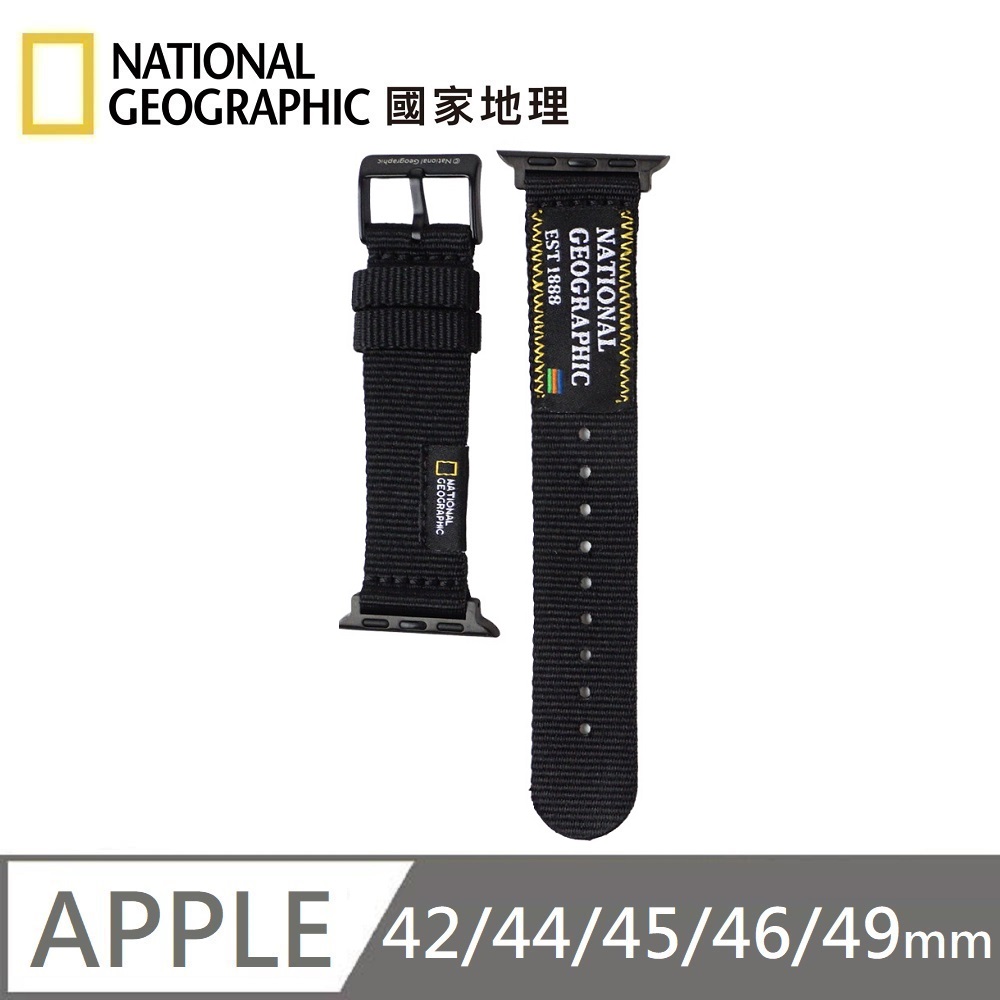 National Geographic Apple Watch Nato Slim Strap Trendy Watchband Suitable for Apple Watch 42/44/45/46/49mm - Black , , large