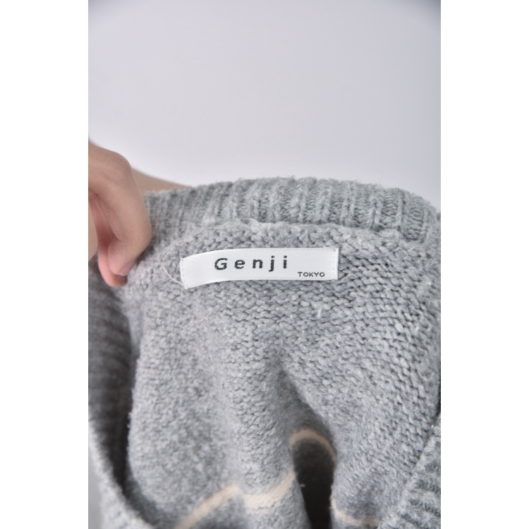 (2XL) genji條紋灰色長袖上衣二手衣, , large