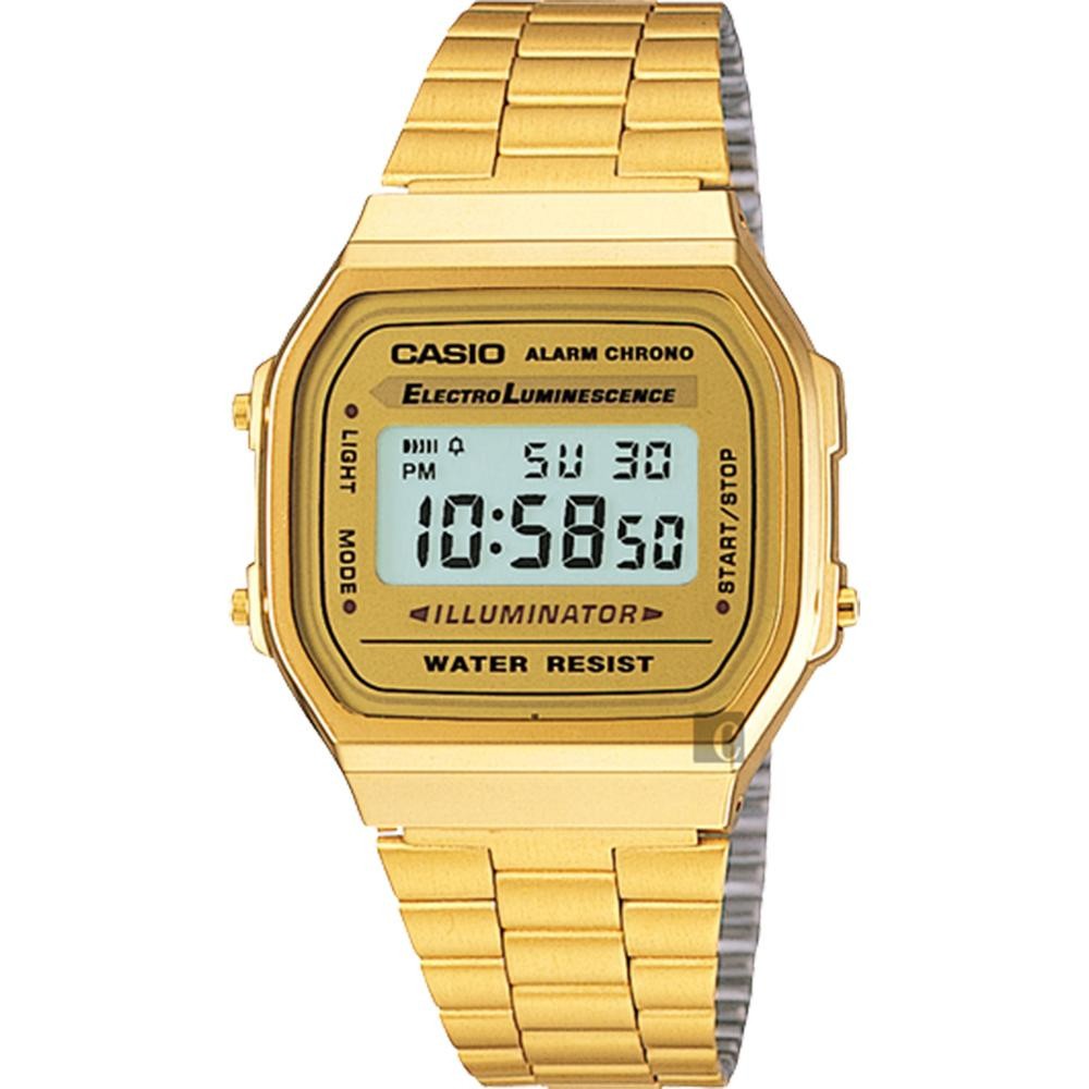 CASIO 卡西歐 復刻方型金錶 A168WG-9WDF, , large