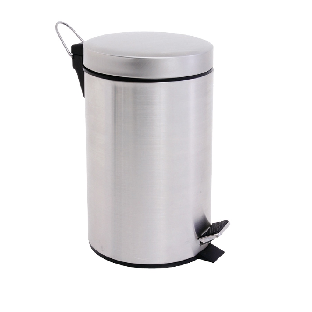 台灣製 腳踏式有蓋垃圾桶MY-928-1 不鏽鋼亮面金屬垃圾桶 回收桶 圓筒垃圾桶 居家 清潔 廚房 腳踏垃圾桶, , large