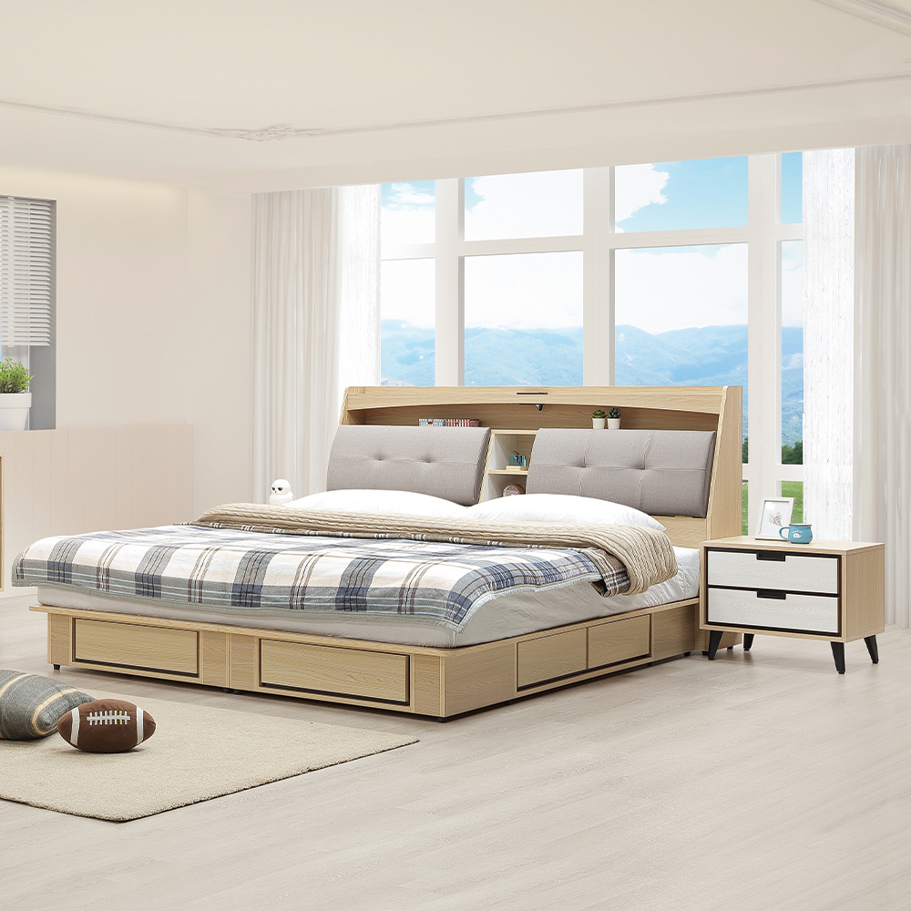 【唯熙傢俱】雷莎原木色5尺抽屜床底, , large