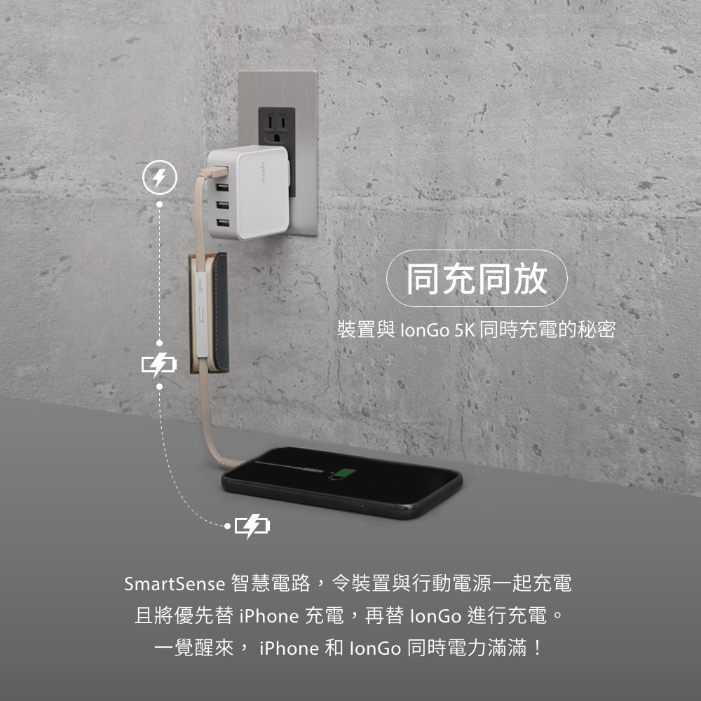 Moshi IonGo 5K 帶線行動電源 (USB 及 Lightning 雙充電, , large