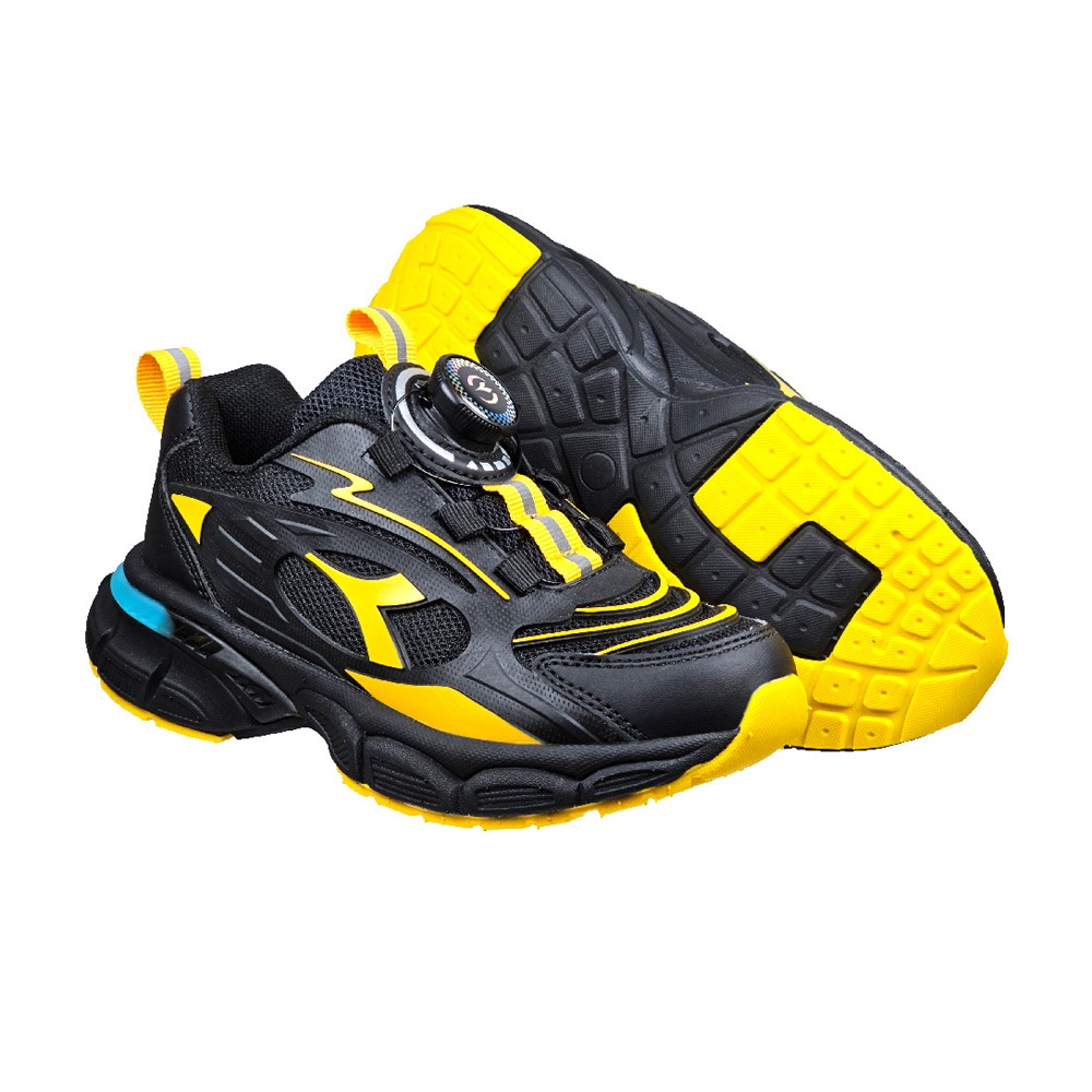 DIADORA迪亞多那 時尚兒童咔咔扣鞋 童運動鞋 童鞋 寬楦 輕量 吸震 保護後跟 抗菌 除臭 耐磨 防滑 黑黃 粉紫, , large