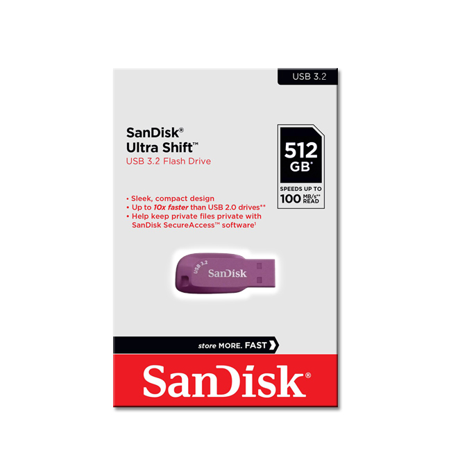 【SanDisk】CZ410 Ultra Shift 512G USB 3.2 薄暮紫 隨身碟 速度 100MB/s, , large