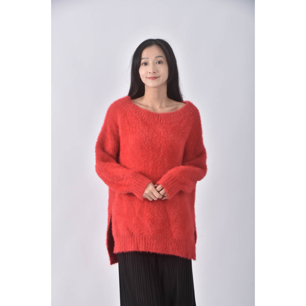 (L) 質感刷毛紅色洋裝二手衣, , large
