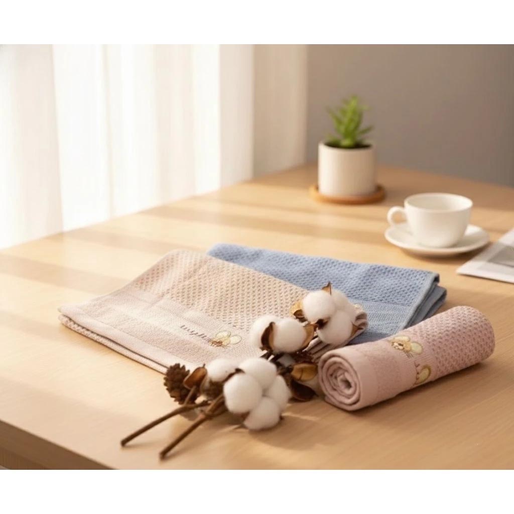 [Kaimei Cotton Industry] 4 in the group, random and excellent pure cotton mesh, skin-friendly adult towel/bath towel/face towel/towel, big-eared rat style, , large